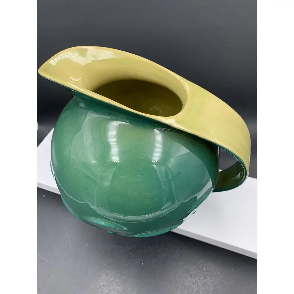 Roseville Pottery Mayfair Ball Pitcher Jug 1104-7 Forest Green Chartreuse MCM
